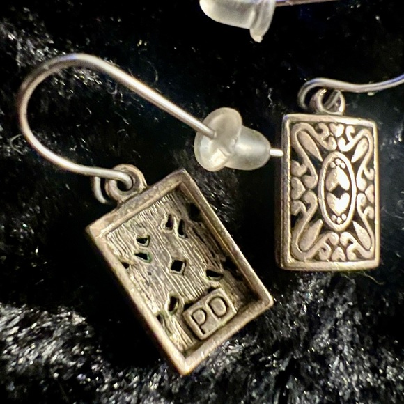 Retired “Premier Designs” Ornate Silver-Plated Earrings (Stamped) - Picture 4 of 4